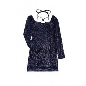 NEW KATIE J NYC girl's stormy long sleeve dress in navy sequin